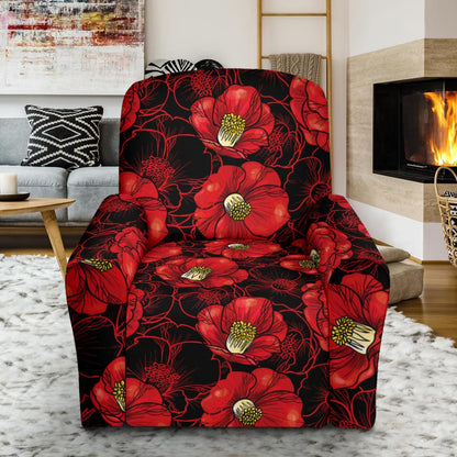 Camellia Pattern Print Design CM06 Recliner Slipcover-JORJUNE.COM