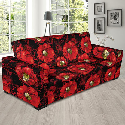 Camellia Pattern Print Design CM06 Sofa Slipcover-JORJUNE.COM