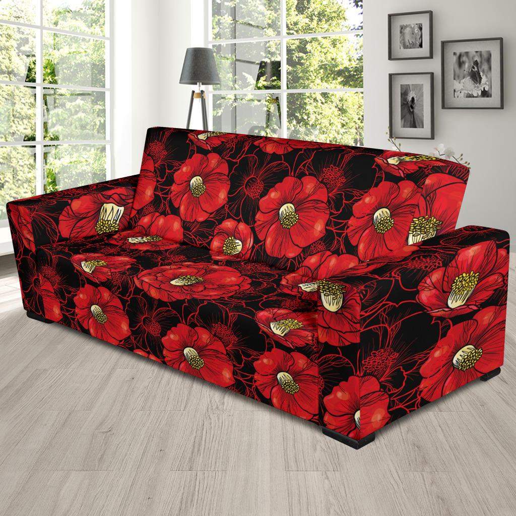 Camellia Pattern Print Design CM06 Sofa Slipcover-JORJUNE.COM
