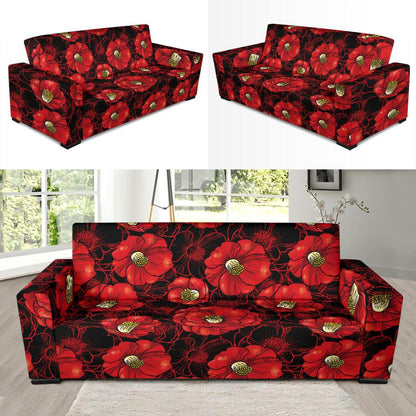Camellia Pattern Print Design CM06 Sofa Slipcover-JORJUNE.COM