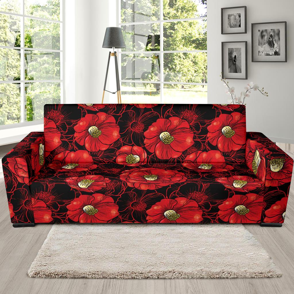Camellia Pattern Print Design CM06 Sofa Slipcover-JORJUNE.COM