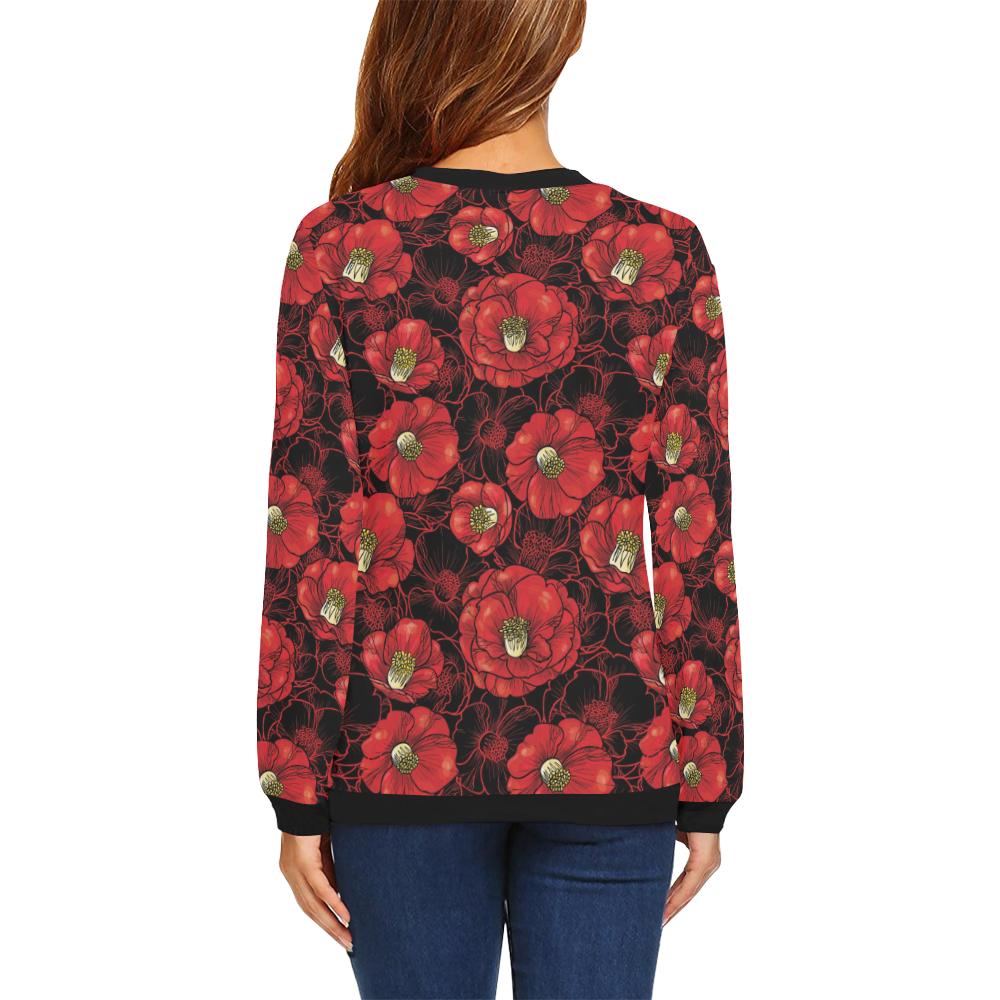 Camellia Pattern Print Design CM06 Women Long Sleeve Sweatshirt-JorJune