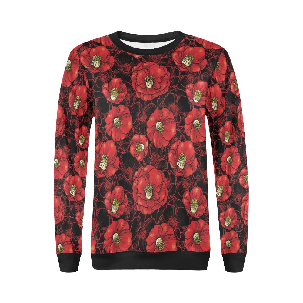 Camellia Pattern Print Design CM06 Women Long Sleeve Sweatshirt-JorJune
