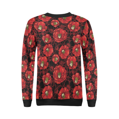 Camellia Pattern Print Design CM06 Women Long Sleeve Sweatshirt-JorJune