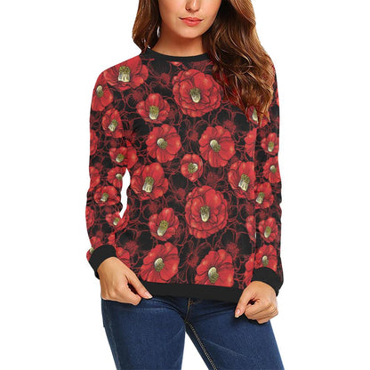 Camellia Pattern Print Design CM06 Women Long Sleeve Sweatshirt-JorJune