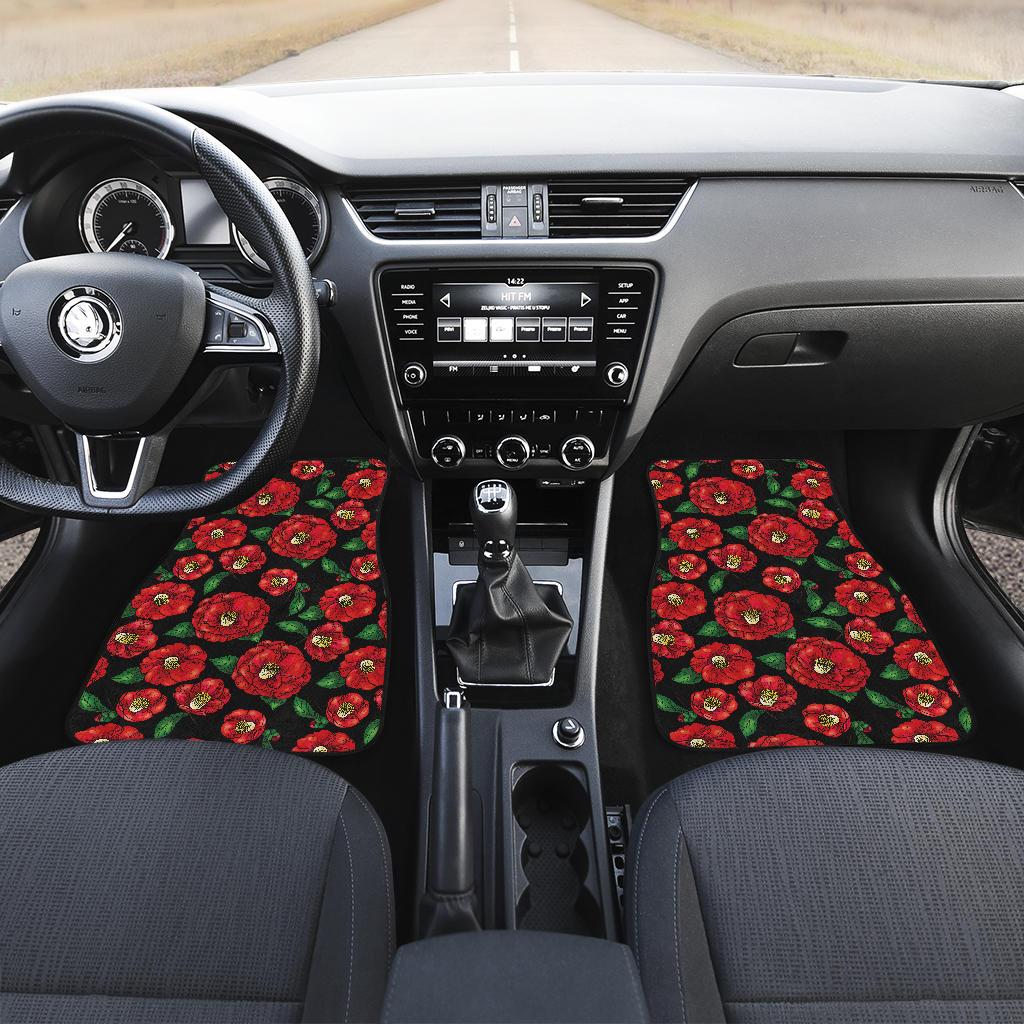 Camellia Pattern Print Design CM07 Car Floor Mats-JorJune