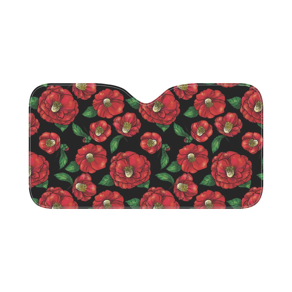 Camellia Pattern Print Design CM07 Car Sun Shade-JorJune