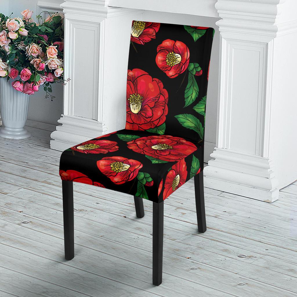 Camellia Pattern Print Design CM07 Dining Chair Slipcover-JORJUNE.COM