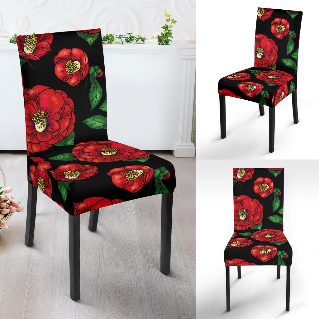 Camellia Pattern Print Design CM07 Dining Chair Slipcover-JORJUNE.COM