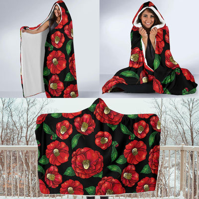 Camellia Pattern Print Design CM07 Hooded Blanket-JORJUNE.COM