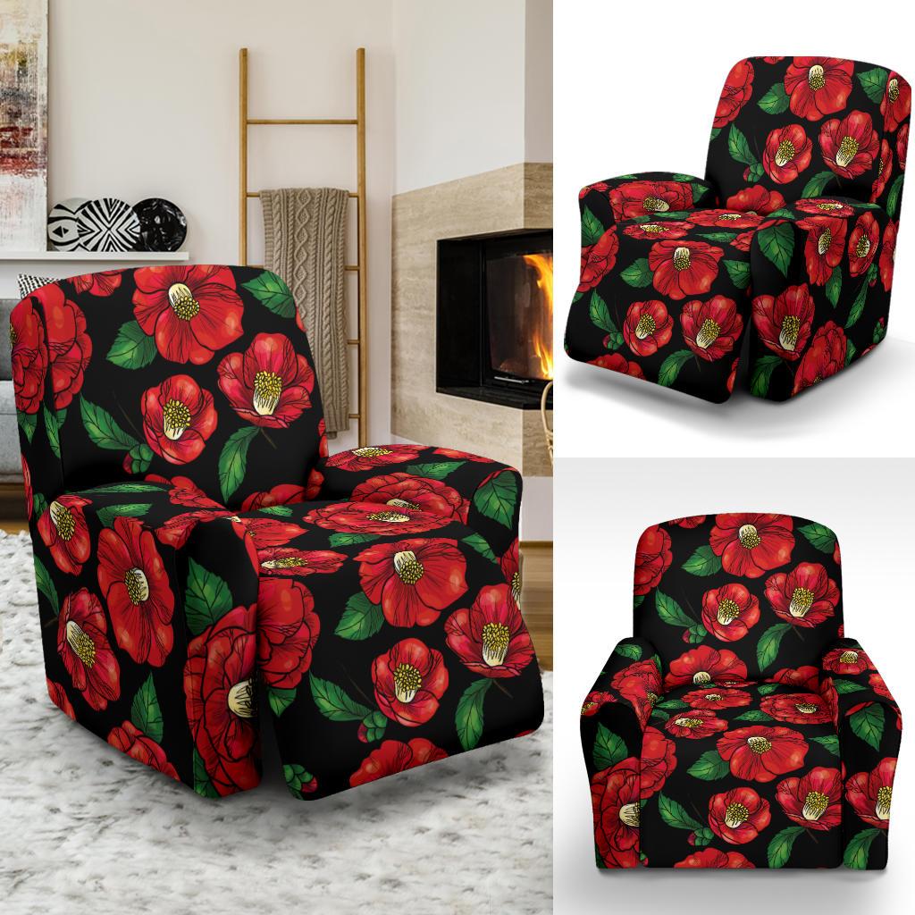 Camellia Pattern Print Design CM07 Recliner Slipcover-JORJUNE.COM