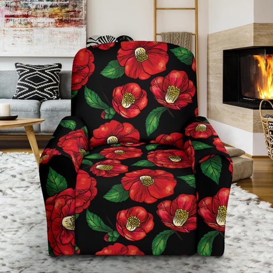Camellia Pattern Print Design CM07 Recliner Slipcover-JORJUNE.COM