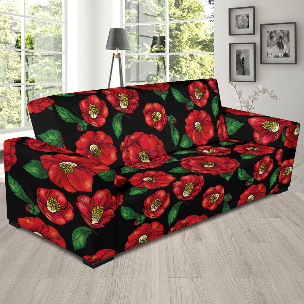 Camellia Pattern Print Design CM07 Sofa Slipcover-JORJUNE.COM