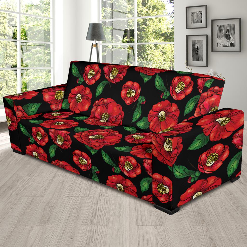 Camellia Pattern Print Design CM07 Sofa Slipcover-JORJUNE.COM