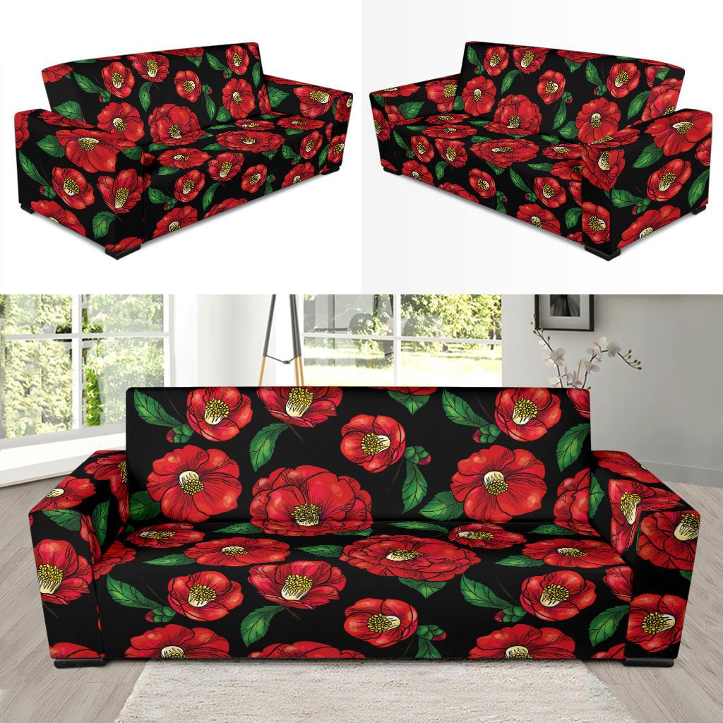 Camellia Pattern Print Design CM07 Sofa Slipcover-JORJUNE.COM