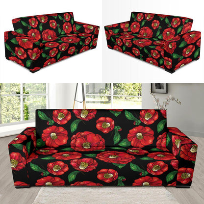 Camellia Pattern Print Design CM07 Sofa Slipcover-JORJUNE.COM