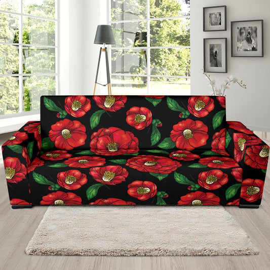 Camellia Pattern Print Design CM07 Sofa Slipcover-JORJUNE.COM