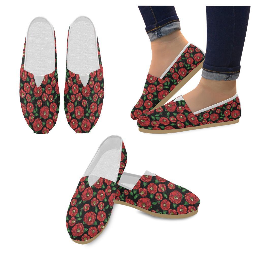 Camellia Pattern Print Design CM07 Women Casual Shoes-JorJune.com