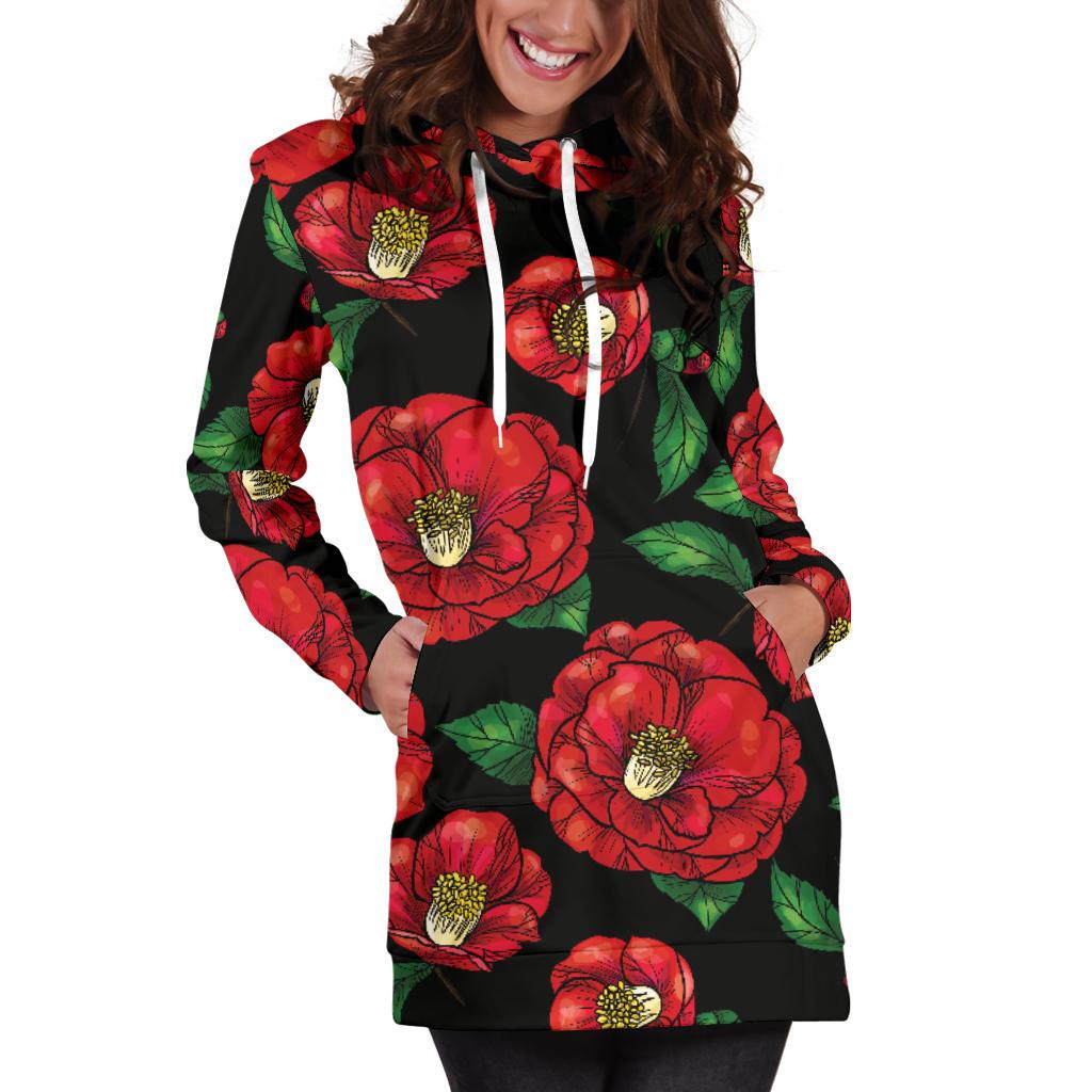 Camellia Pattern Print Design CM07 Women Hoodie Dress