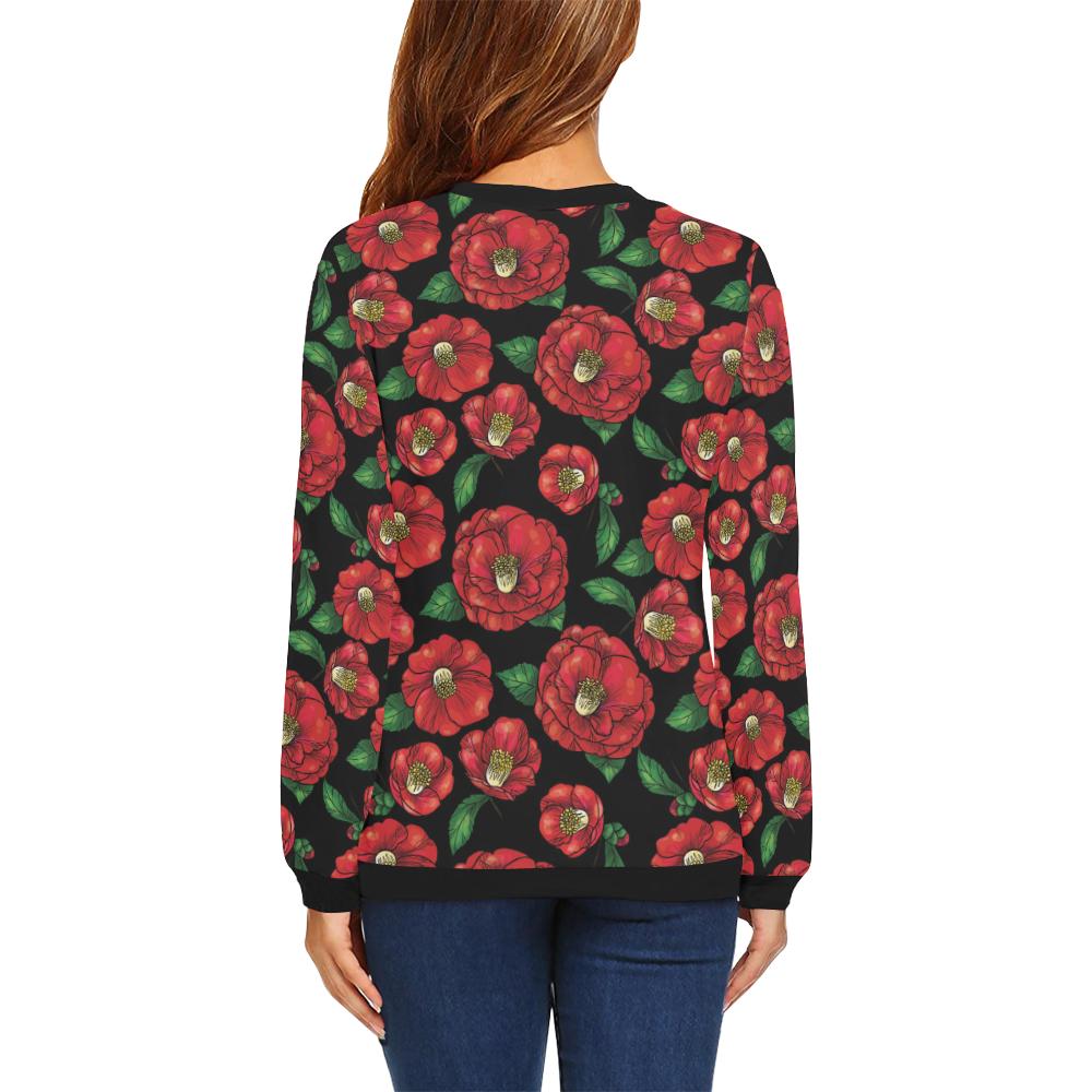 Camellia Pattern Print Design CM07 Women Long Sleeve Sweatshirt-JorJune