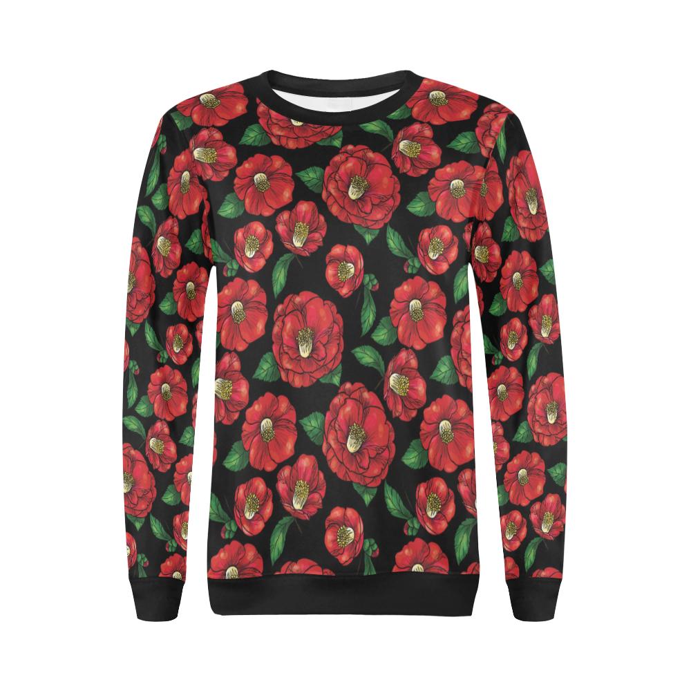 Camellia Pattern Print Design CM07 Women Long Sleeve Sweatshirt-JorJune