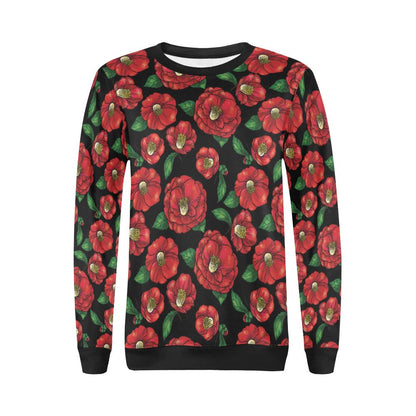 Camellia Pattern Print Design CM07 Women Long Sleeve Sweatshirt-JorJune