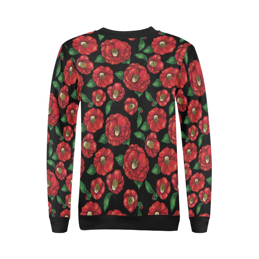 Camellia Pattern Print Design CM07 Women Long Sleeve Sweatshirt-JorJune
