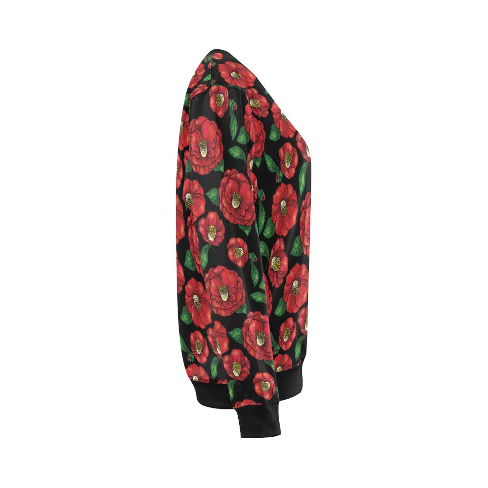 Camellia Pattern Print Design CM07 Women Long Sleeve Sweatshirt-JorJune