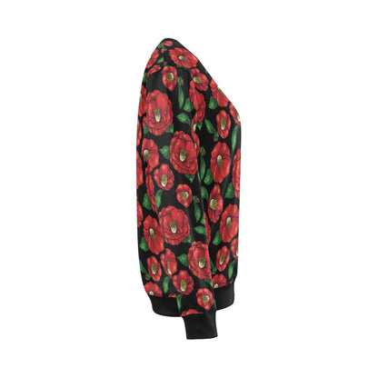 Camellia Pattern Print Design CM07 Women Long Sleeve Sweatshirt-JorJune