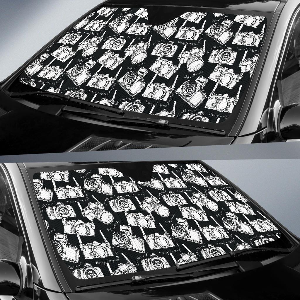 Camera Pattern Print Design 01 Car Sun Shade-JORJUNE.COM
