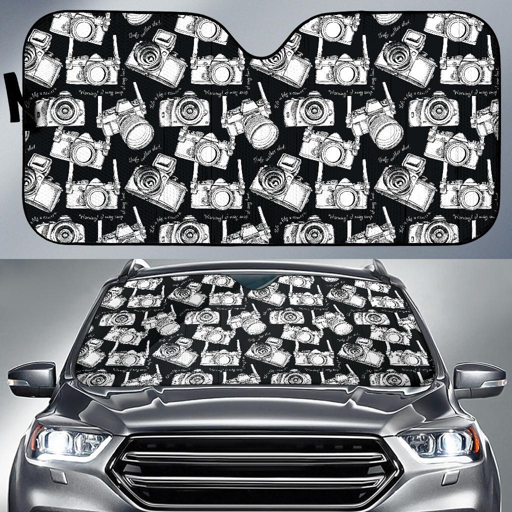 Camera Pattern Print Design 01 Car Sun Shade-JORJUNE.COM