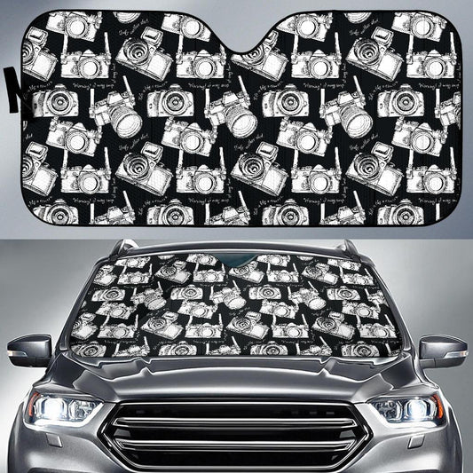 Camera Pattern Print Design 01 Car Sun Shade-JORJUNE.COM