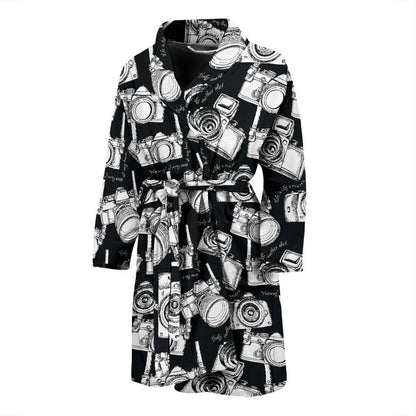 Camera Pattern Print Design 01 Men Bathrobe-JORJUNE.COM