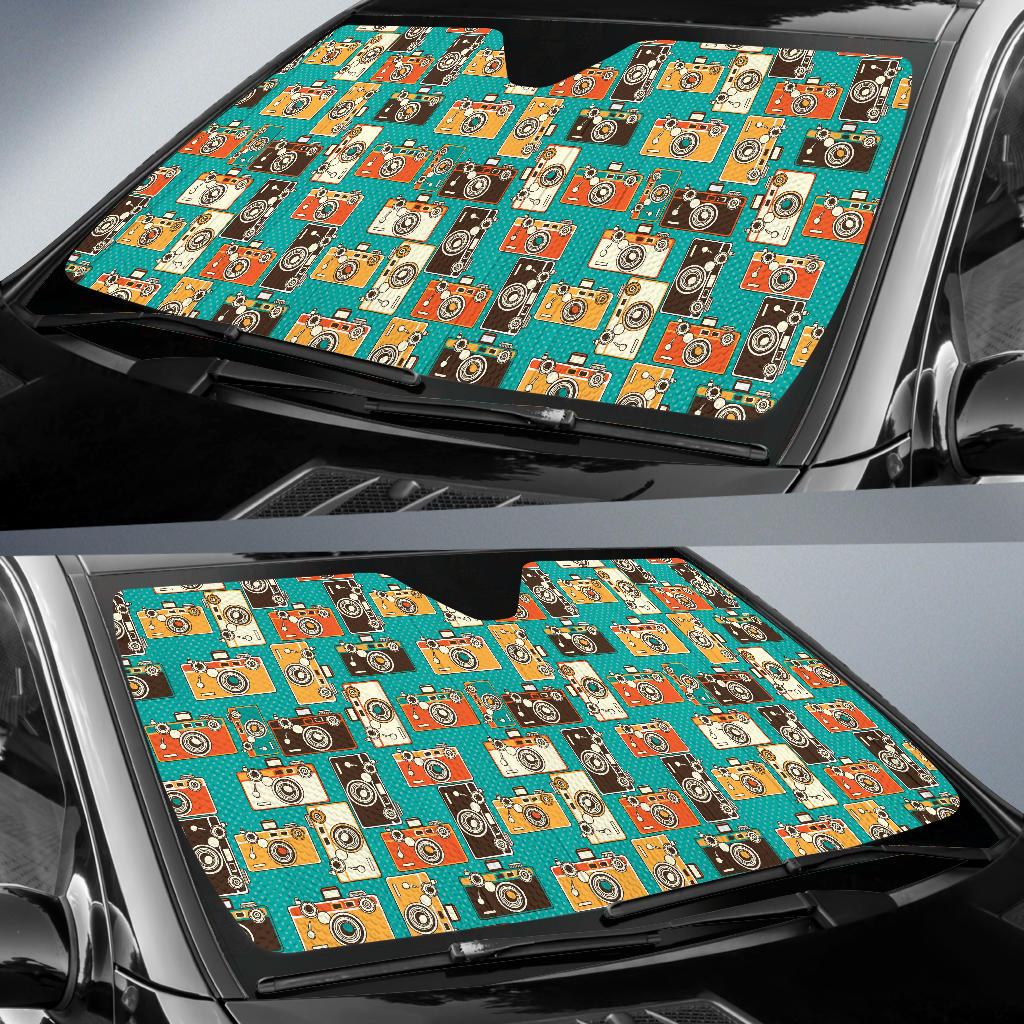 Camera Pattern Print Design 02 Car Sun Shade-JORJUNE.COM