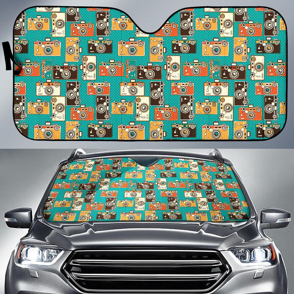 Camera Pattern Print Design 02 Car Sun Shade-JORJUNE.COM