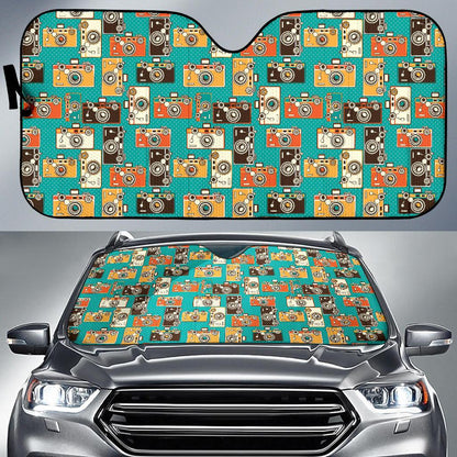 Camera Pattern Print Design 02 Car Sun Shade-JORJUNE.COM