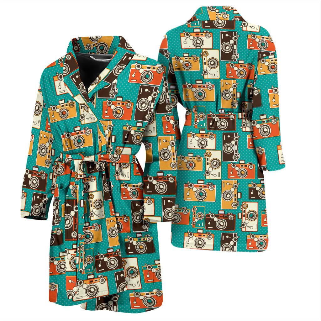 Camera Pattern Print Design 02 Men Bathrobe-JORJUNE.COM
