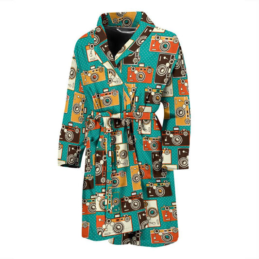 Camera Pattern Print Design 02 Men Bathrobe-JORJUNE.COM