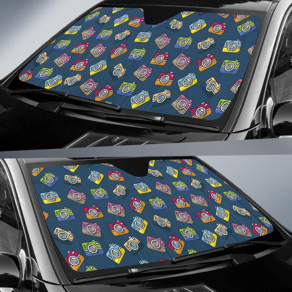 Camera Pattern Print Design 03 Car Sun Shade-JORJUNE.COM