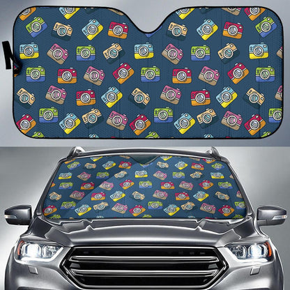 Camera Pattern Print Design 03 Car Sun Shade-JORJUNE.COM