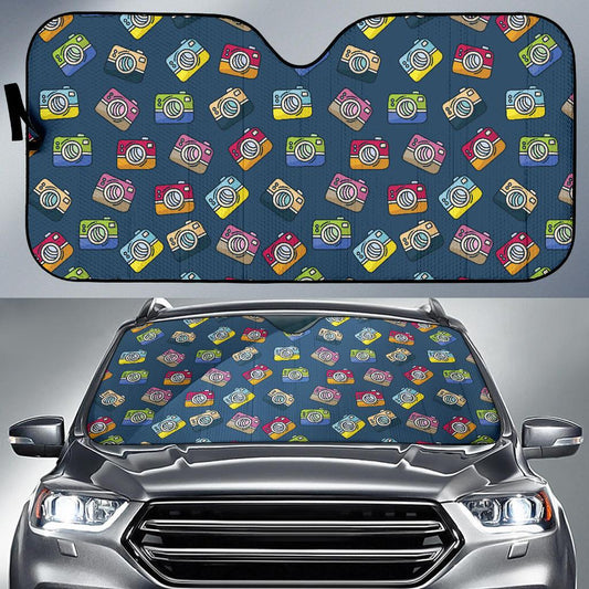 Camera Pattern Print Design 03 Car Sun Shade-JORJUNE.COM