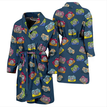 Camera Pattern Print Design 03 Men Bathrobe-JORJUNE.COM