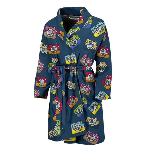 Camera Pattern Print Design 03 Men Bathrobe-JORJUNE.COM