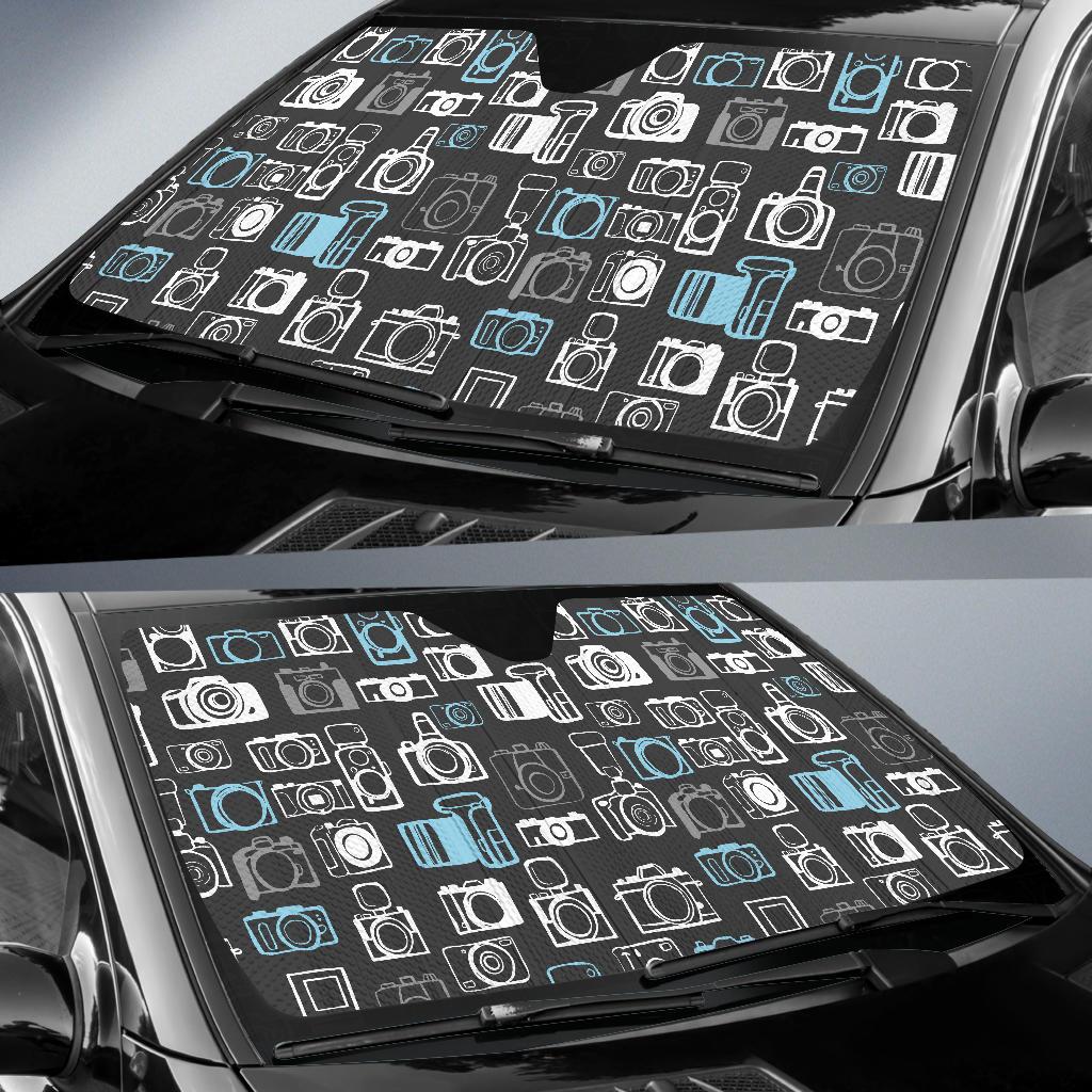 Camera Pattern Print Design 04 Car Sun Shade-JORJUNE.COM