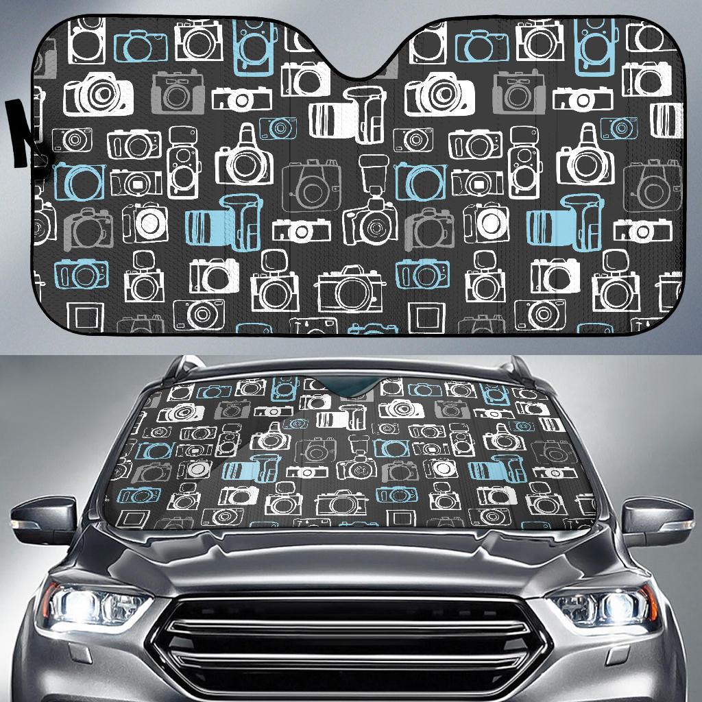 Camera Pattern Print Design 04 Car Sun Shade-JORJUNE.COM