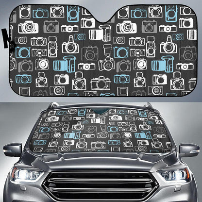Camera Pattern Print Design 04 Car Sun Shade-JORJUNE.COM