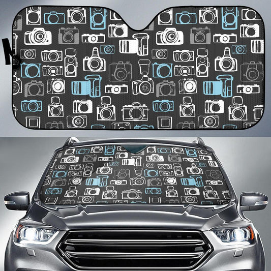 Camera Pattern Print Design 04 Car Sun Shade-JORJUNE.COM