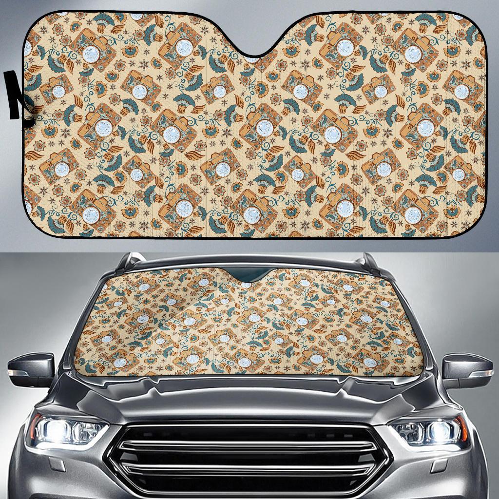 Camera Pattern Print Design 05 Car Sun Shade-JORJUNE.COM