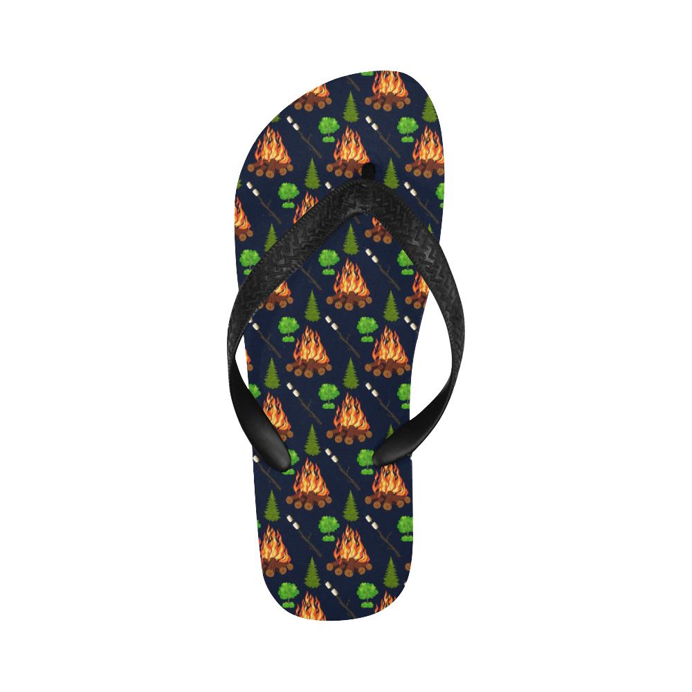 Camfire marshmallow Camping Design Print Flip Flops-JorJune