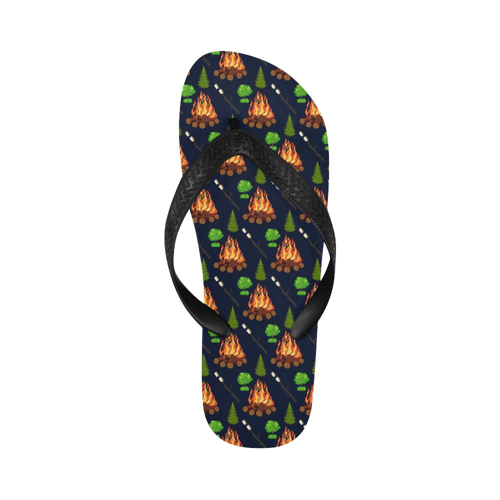 Camfire marshmallow Camping Design Print Flip Flops-JorJune